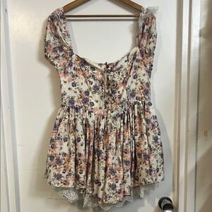 Cider Floral Lace-Trim Romper
